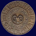 Signes ou disque du Zodiaque d'aspect bronze et signes amovibles