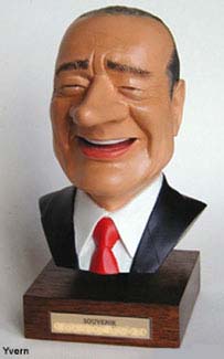 Caricature 3D sculpture de Jacques Chirac sur socle