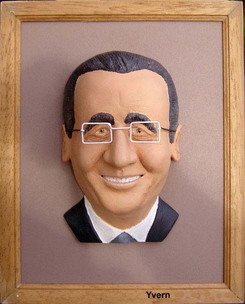 Caricature de François Hollande sculpture encadrée 